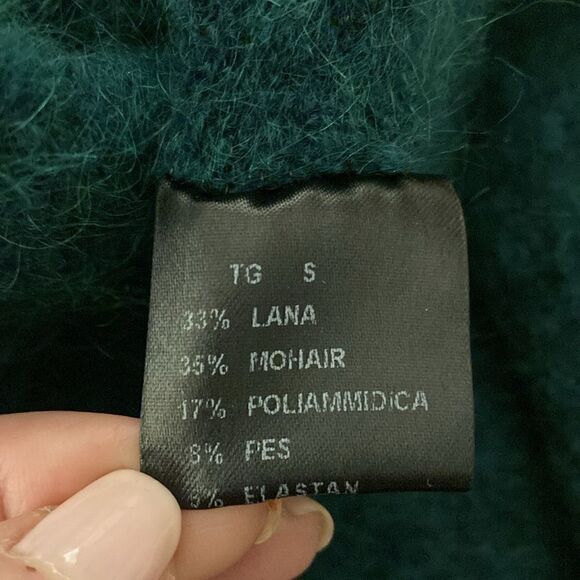 D. Exterior Made In Italy Open Cardigan Sweater in Green. Wool/Mohair. Size S. - Picture 6 of 7